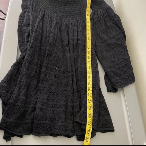 NWT Free People Women’s Black Knit Lace Bell Sleeve Gothic Fairy Mini Dress L - Picture 7 of 10